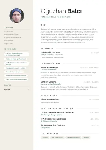 Muhabir ve Kameraman Cv Örnekleri cv indir